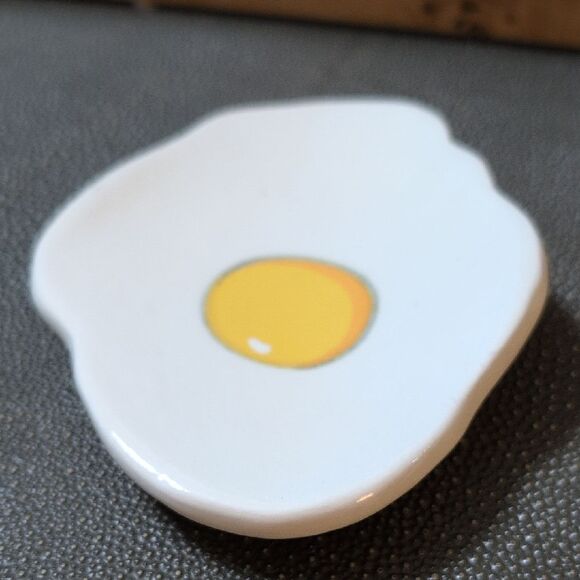 Egg-Inspired Ceramic Dish Spoon Rest Signed Palmer - Picture 2 of 9